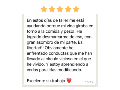 Testimonio Reto Adiós a los Atracones - Francela Jaikel Psicóloga Especialista en Trastornos Alimentarios