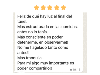 Testimonio Reto Adiós a los Atracones - Francela Jaikel Psicóloga Especialista en Trastornos Alimentarios